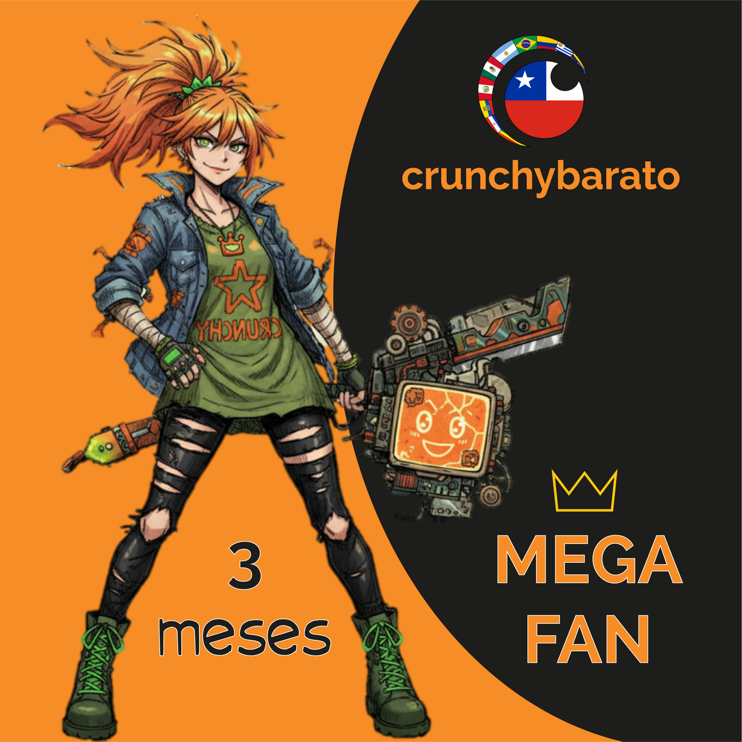Crunchyroll 3 meses Mega Fan